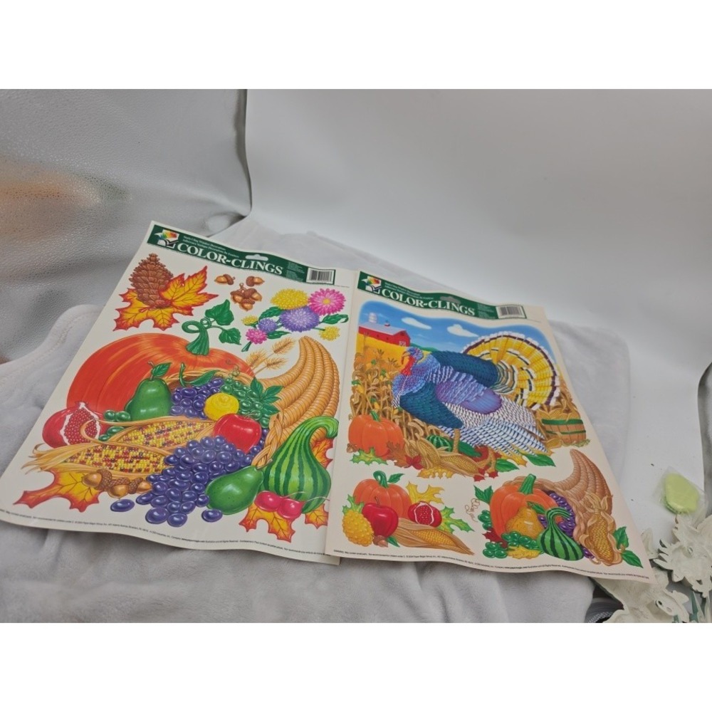 Vtg Nos 2004 Window Clings Fall Autumn Lot of 2 Sheets Turkey Pumpkins